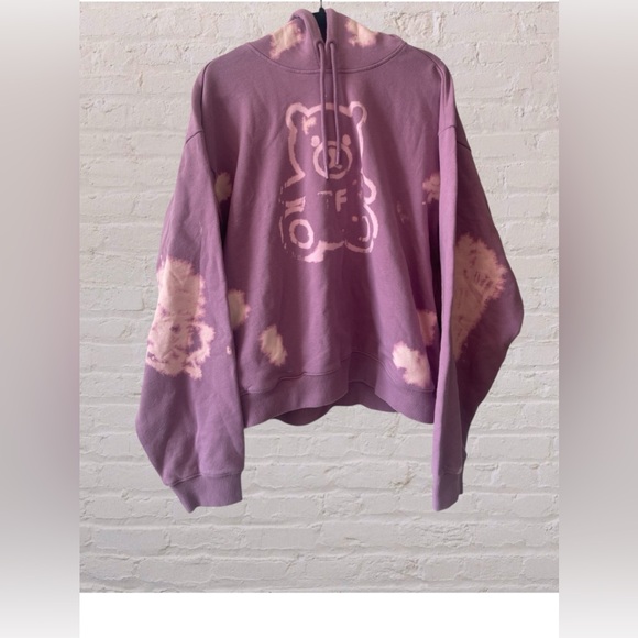 Teddy Fresh Bleach Graphic Pullover Hoodie Pockets Sz Medium Oversized NWOT - Picture 1 of 11